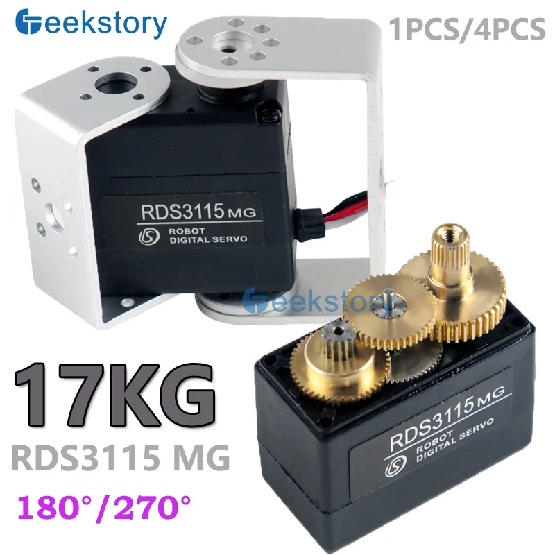 

1PCS/4PCS 17KG Two-axis RDS3115MG Digital Servo 180/270 Degree Motor Metal Gears With Bracket Servos Power Parts for RC Robot