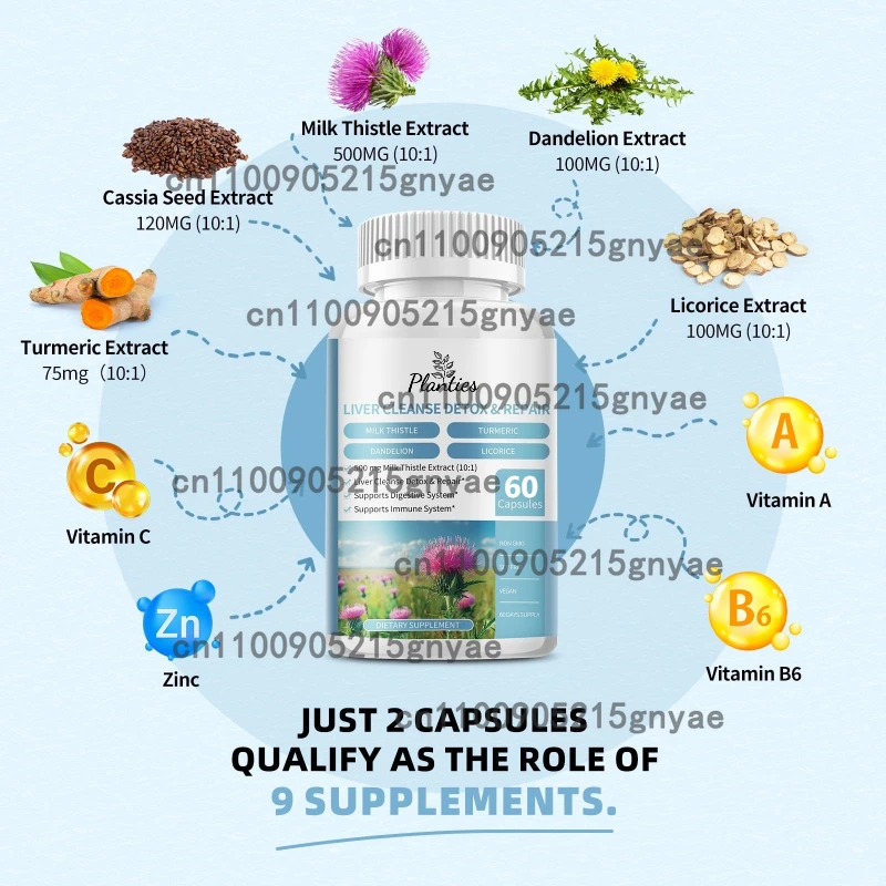 

Liver Balance Supplement for Health Support, Triple Repair Formula, Dandelion, Turmeric, Artichoke, Pueraria, 60 Capsules