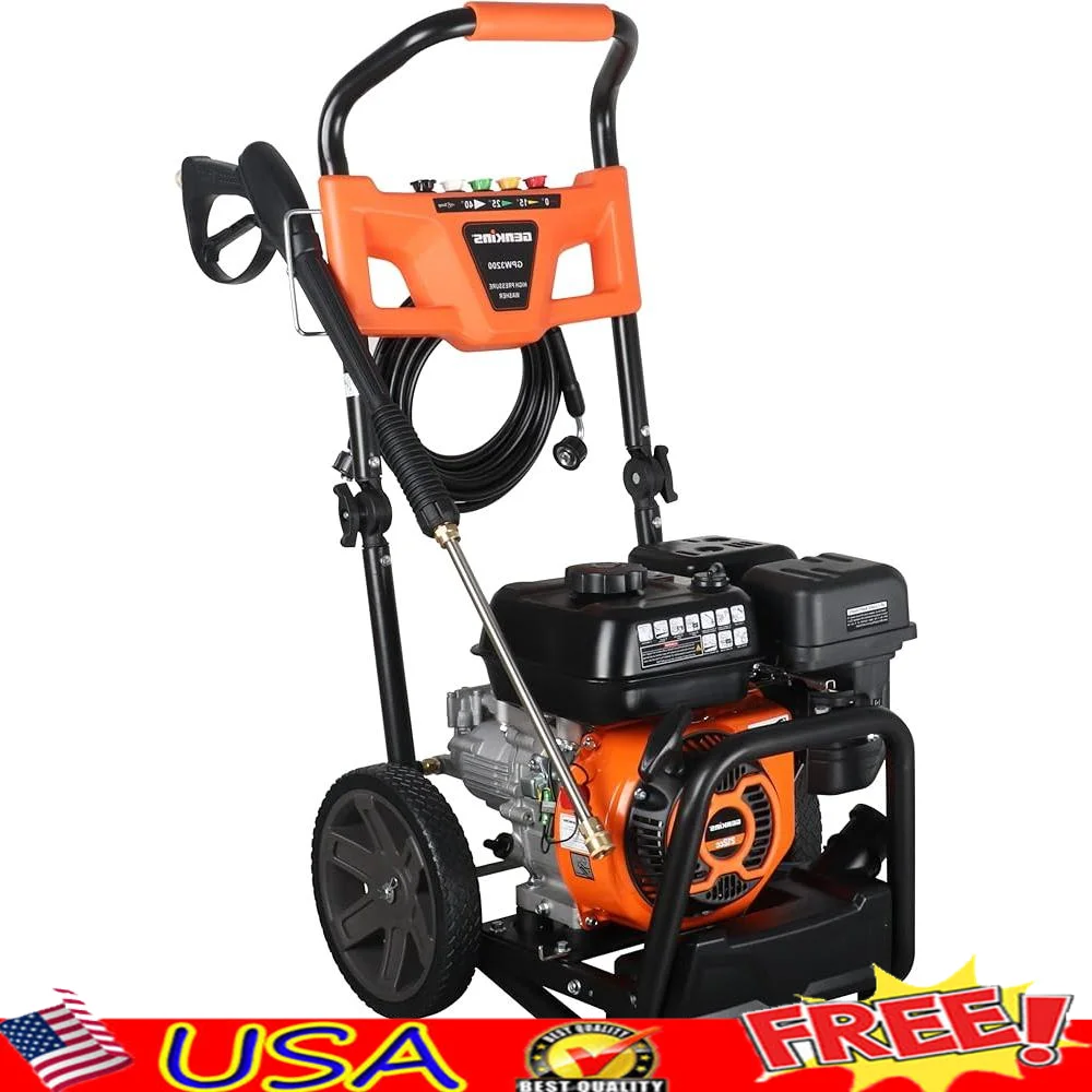 

Gas Powered Foldable Pressure Washer 3200 PSI 25 GPM 5 Nozzle Set Compact Design Deep Cleaning Sidewalks Siding Mold Removal