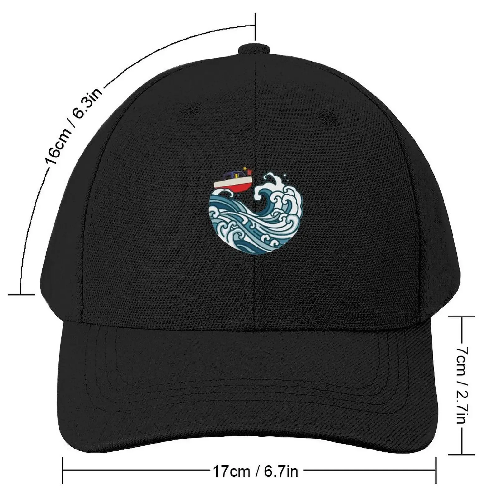 boat on big wave ClassicCap Baseball Cap Sunscreen dad hat Kids Hat Beach Bag Hats Woman Men's