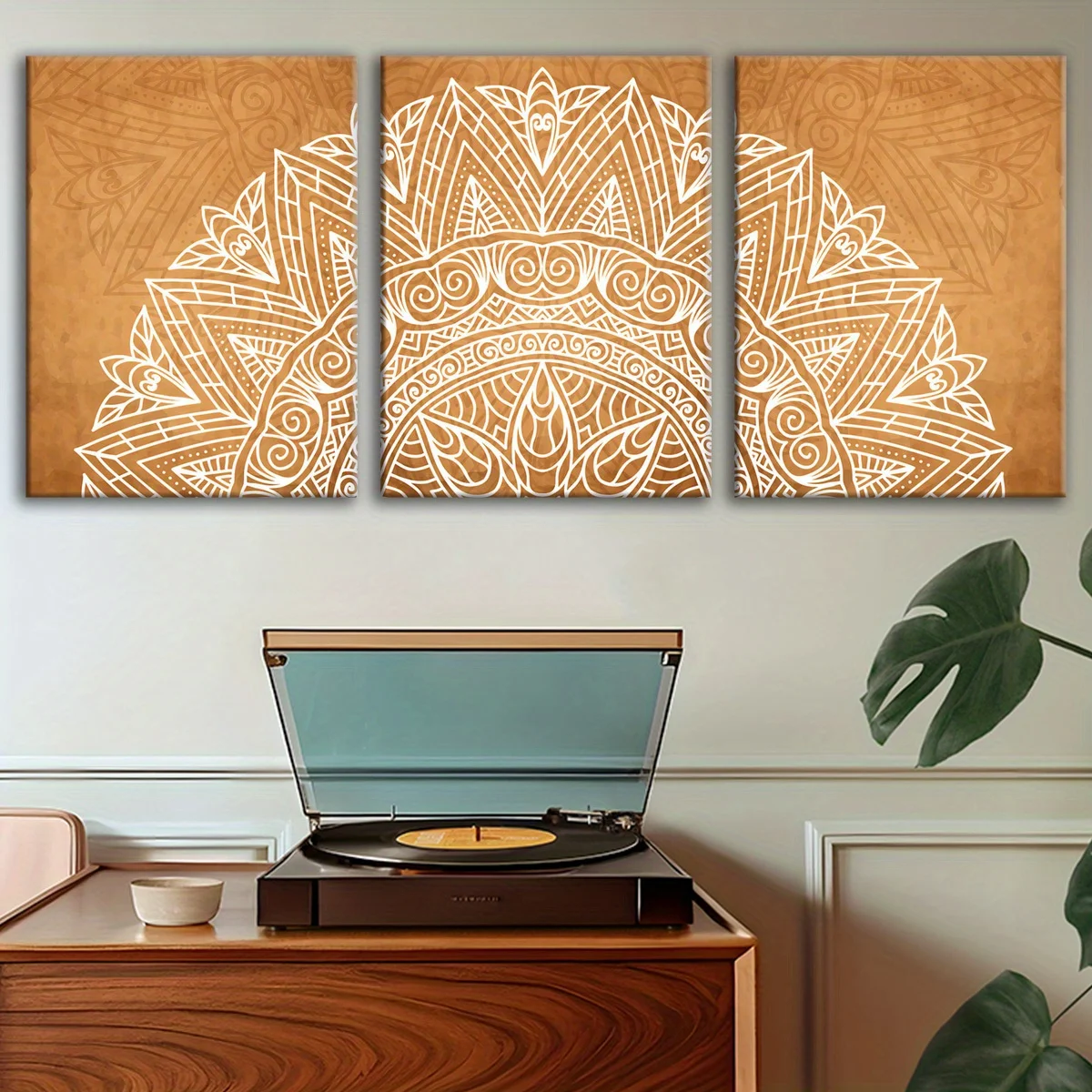 3pcs frameless Canvas Painting 3pcs-- Mandala Fantasy Theme Canvas Wall Art  Painting, 2D Flat, Suitable for Easter, Mother's Da