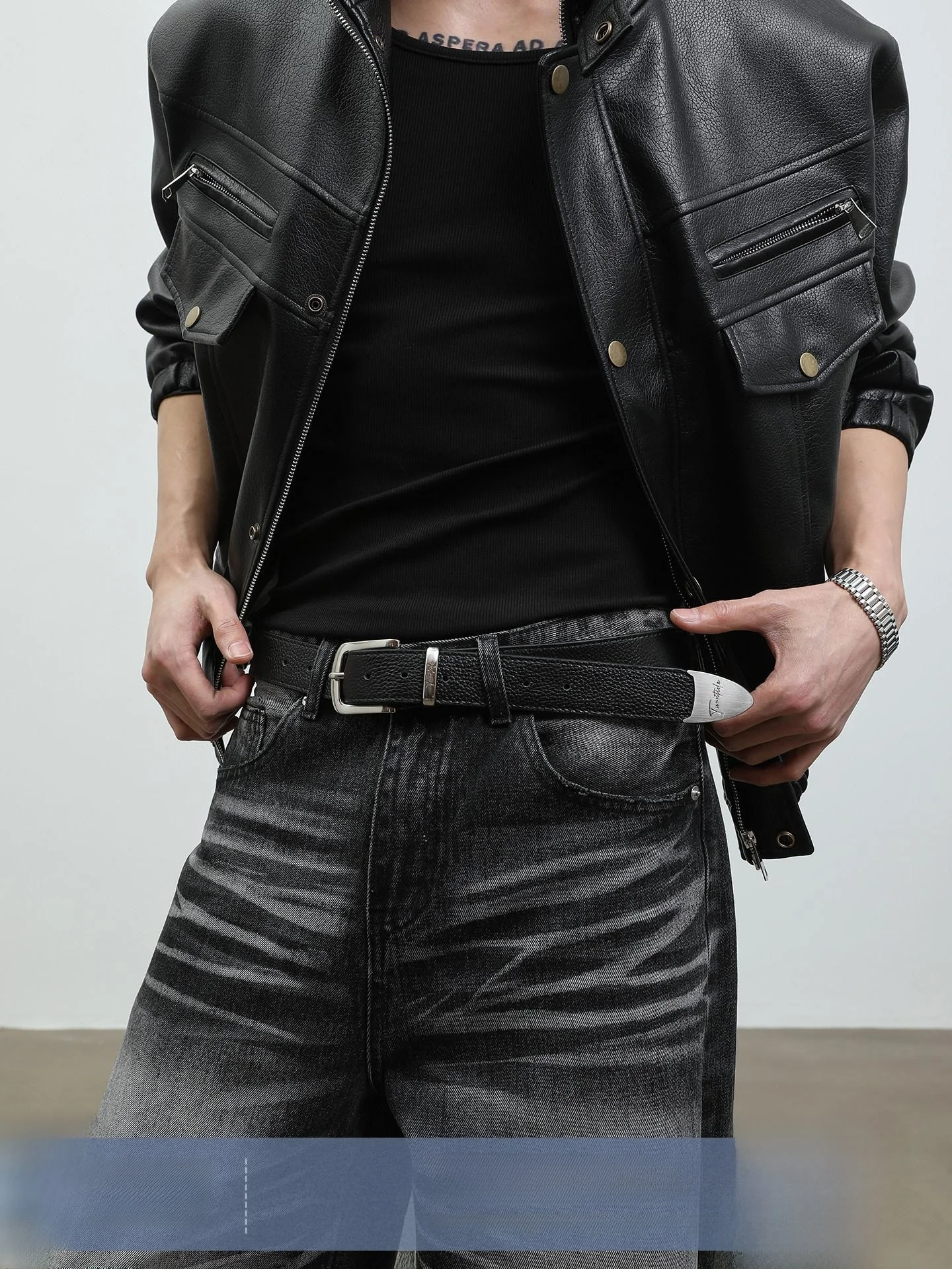 turn-tide-zinc-alloy-metal-decorated-top-layer-litchi-cowhide-belt-small-calf-top-layer-leather-belt-fashionable-unisex-belt