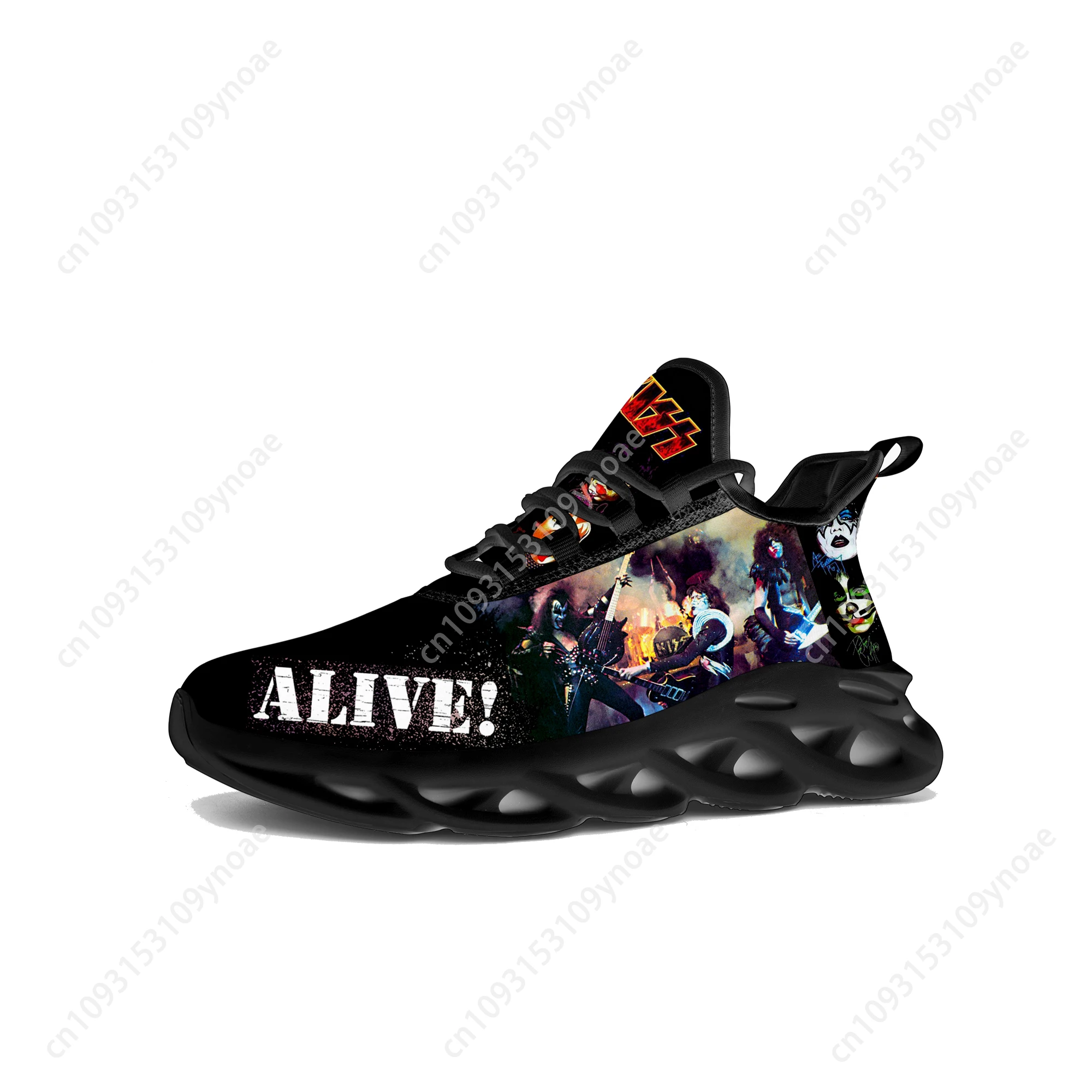 

Kiss Metal Rock Band Flats Sneakers Mens Womens Sports Running Shoes High Quality Sneaker Lace Up Mesh Footwear Customize Shoe