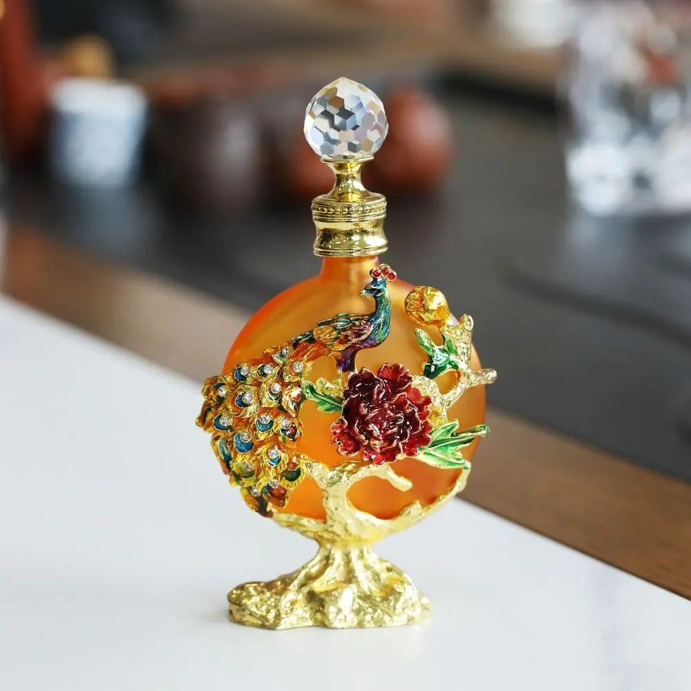 Luxury Essential Oil Dropper Bottle Dubai Style 3D Peacock Travel Cosmetic Containers Middle East Flower Branch Pattern