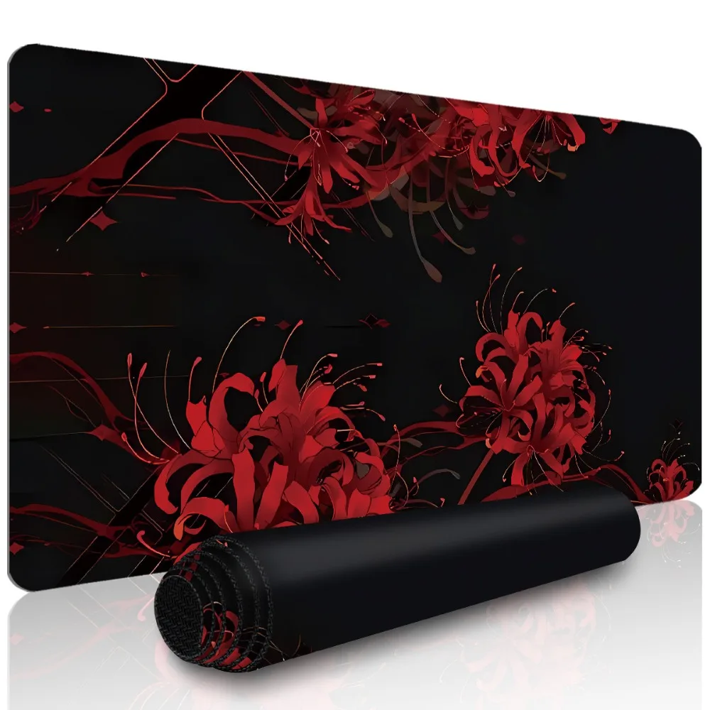 CIFBUY Large Mouse Pad Rubber Non Slip Gaming Desk Mat Red Spider Lily Flower Pattern Art Office Laptop Keyboard Protector