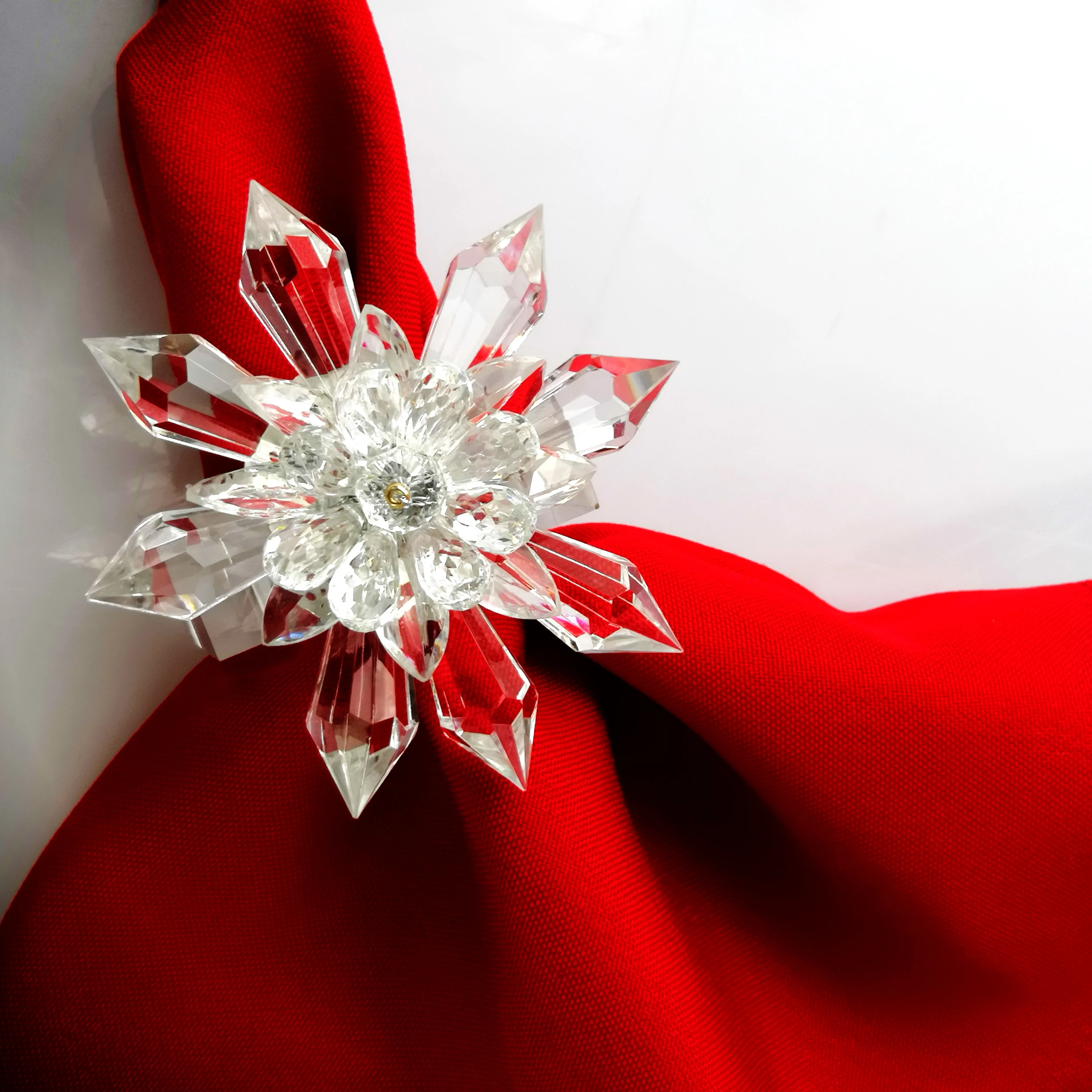 Free Shipping New Design Big Crystal Flower Napkin Ring Wedding Holiday Decoration ,Wholesale holder 4pcs