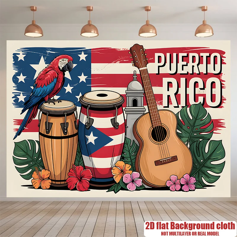Caribbean Puerto Rico Tapestry Wall Art Boho Tropical Island Decor Patriotic Culture Poster Print for Home Decoration