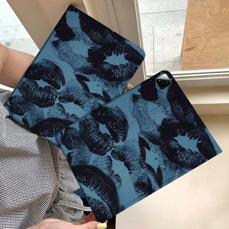 

Blue Lipstick Print Pattern Tablet Case For Xiaomi Redmi Mini Pad SE K 2 4 5 6 7 8 2023 2025 11 8.8 11.2 10.1 Pro Gift