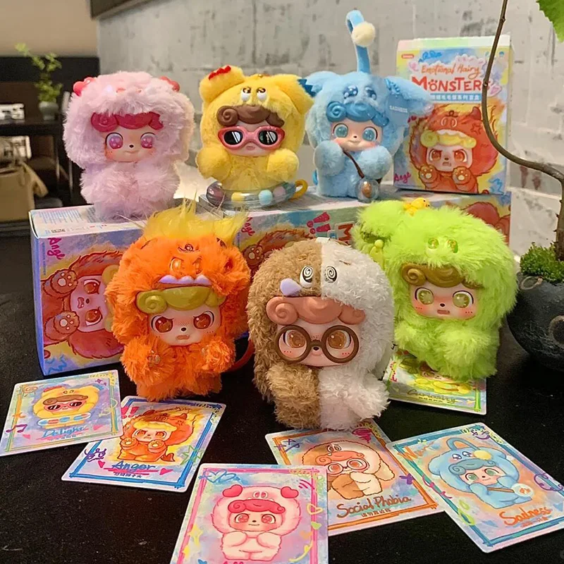 

Новая серия Q.Kid Emotional Hairy Monsters Blind Box, аниме-фигурка, кавайная мультяшная коллекция, модель куклы, плюшевая игрушка-подвеска