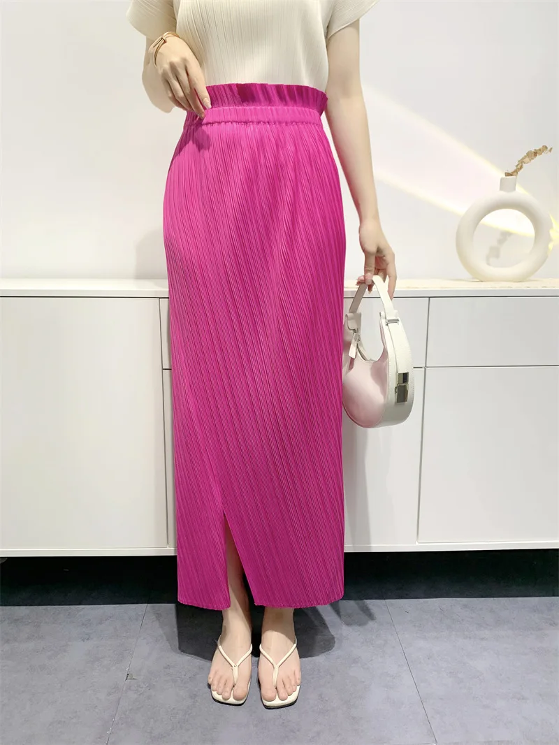 

YUDX Miyake Pleated Women's Long Half Skirt Summer 2023 Temperament Slim Pleated Skirt High Waist Open Half Skirt Niche Design
