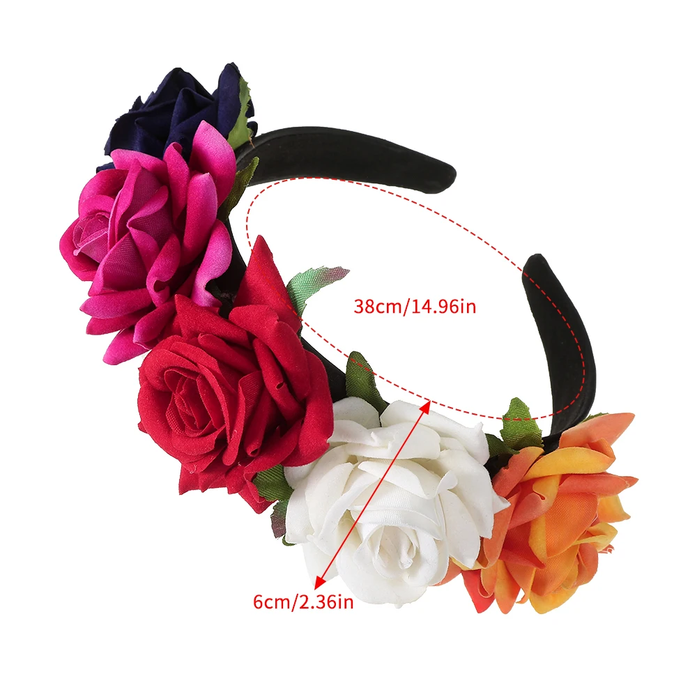 Halloween Festival Flower Crown Headband Biomimetic Rose Flower Hair Hoop Dress Up Hair Band Hair Hoops Hair Accessories