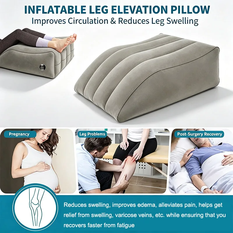 Inflatable Leg Elevation Pillow, Portable Wedge Leg Pillow For Swelling, Promote Blood Circulation, Reduce Edema