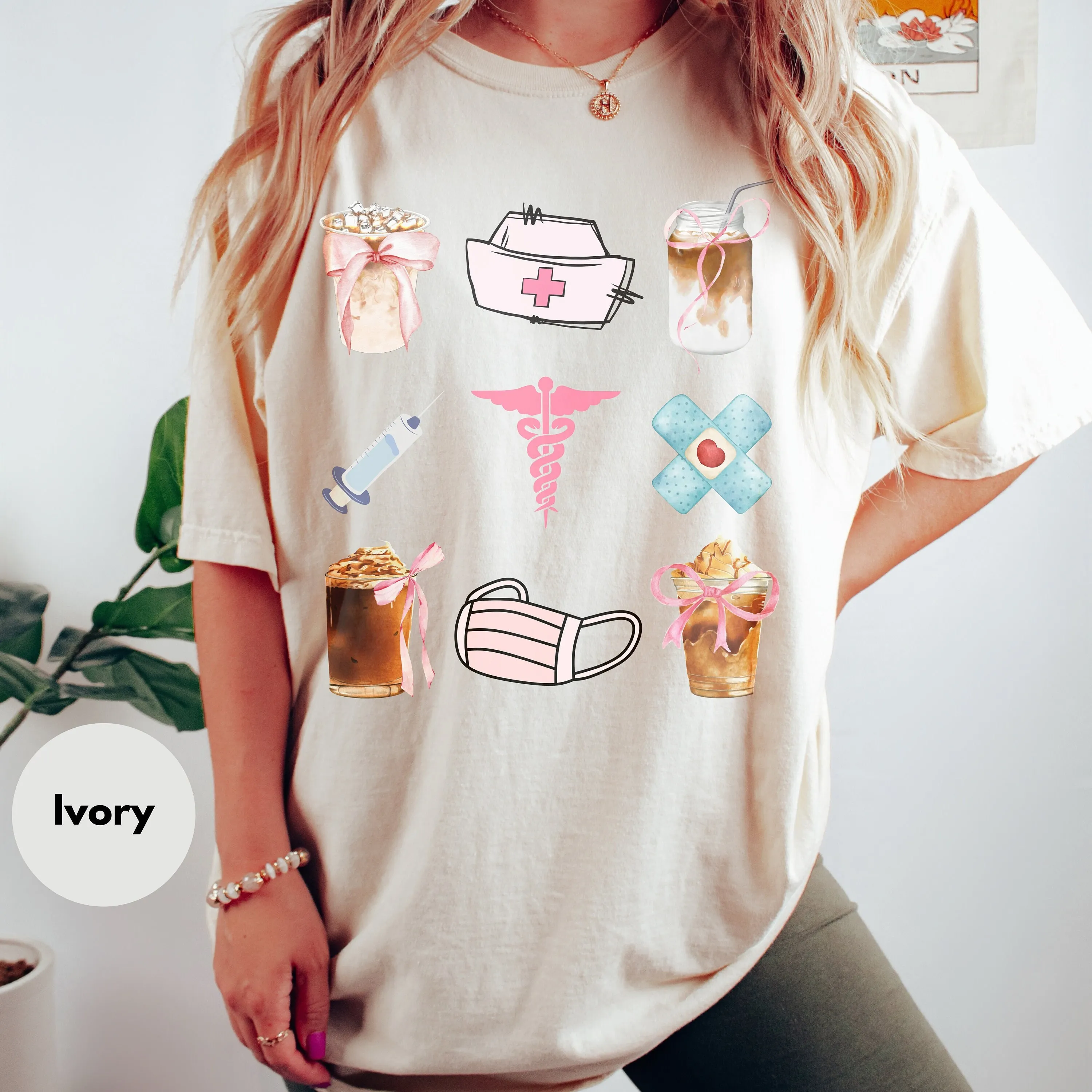 

Iced Coffee Nurse T Shirt Coquette Clothing Registered Bow Medical