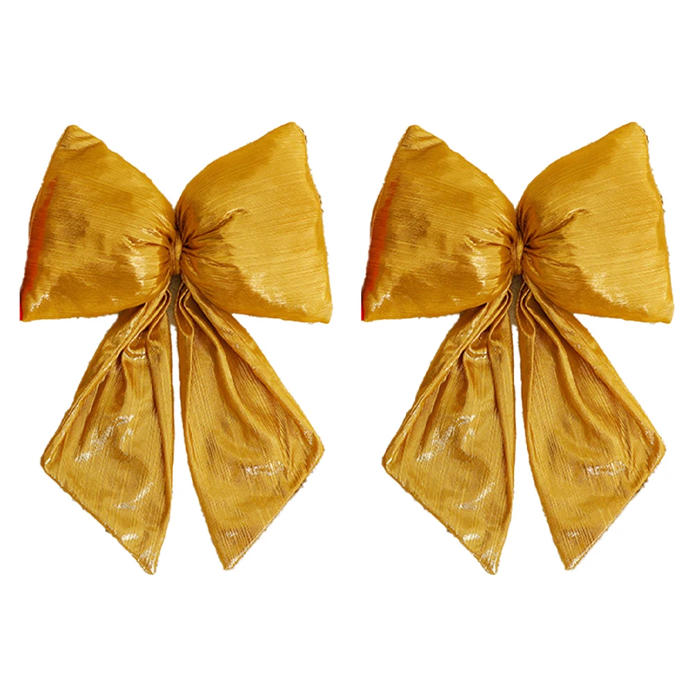 

2 шт. шелковые украшения с бантом для декора рождественской елки и венка, тканевые подвески с подвесными петлями для сезонного домашнего укладки