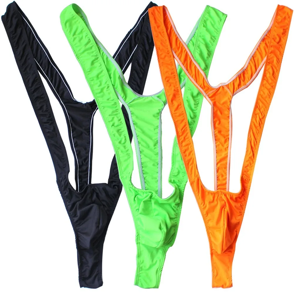 Mens Borat Mankini Swimsuit Lingerie Open Butt One Piece Swimwear Male Underwear Leotard Bodysuit Monokini Thong Swimming Suit
