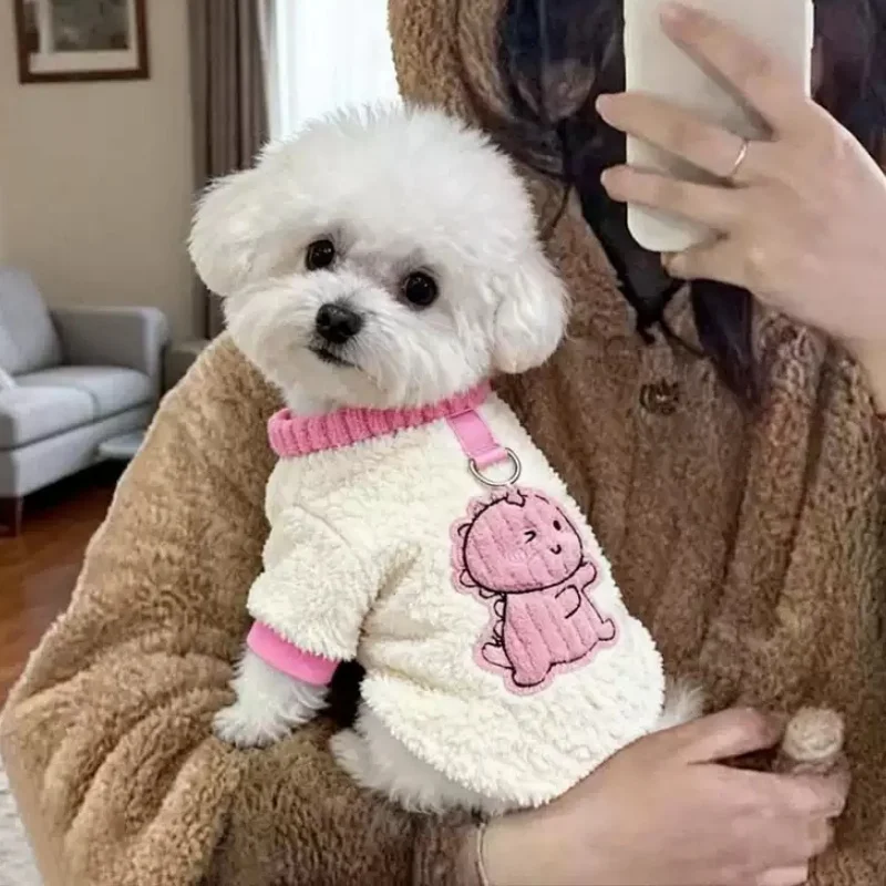Modische Hundepullover Warme Plüsch-Hundekleidung Herbst Welpenweste mit Tierdruck Katzenpullover Niedlicher Haustier-Sweater Pudel-Bekleidung – Detail 14