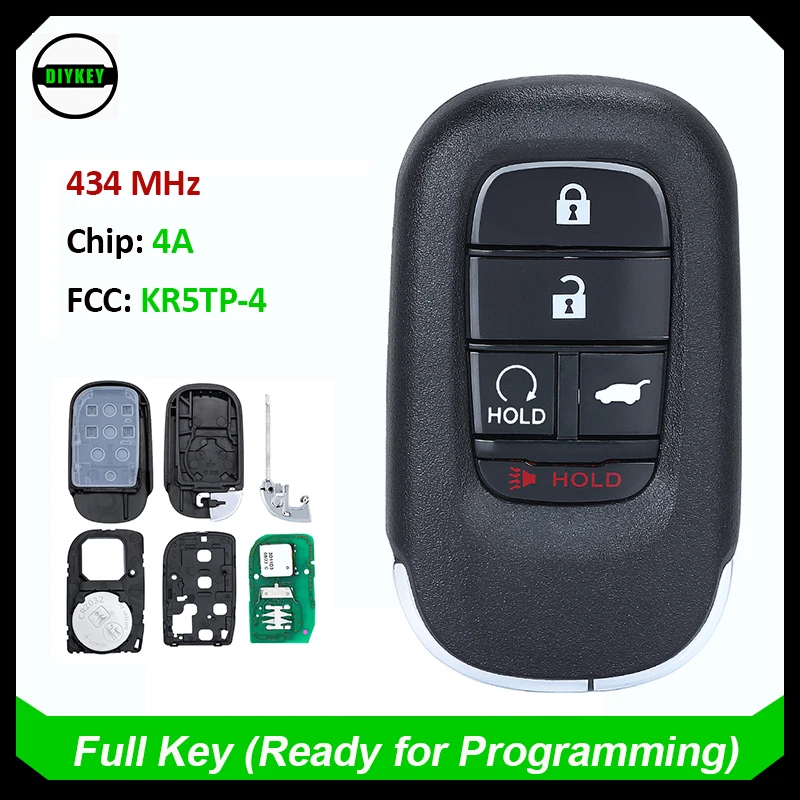 

DIYKEY Keyless-GO Smart Remote Car Key Fob for Honda HR-V Civic 2022 2023 433.92MHz 4A Chip 72147-T43-A11 FCCID: KR5TP-4