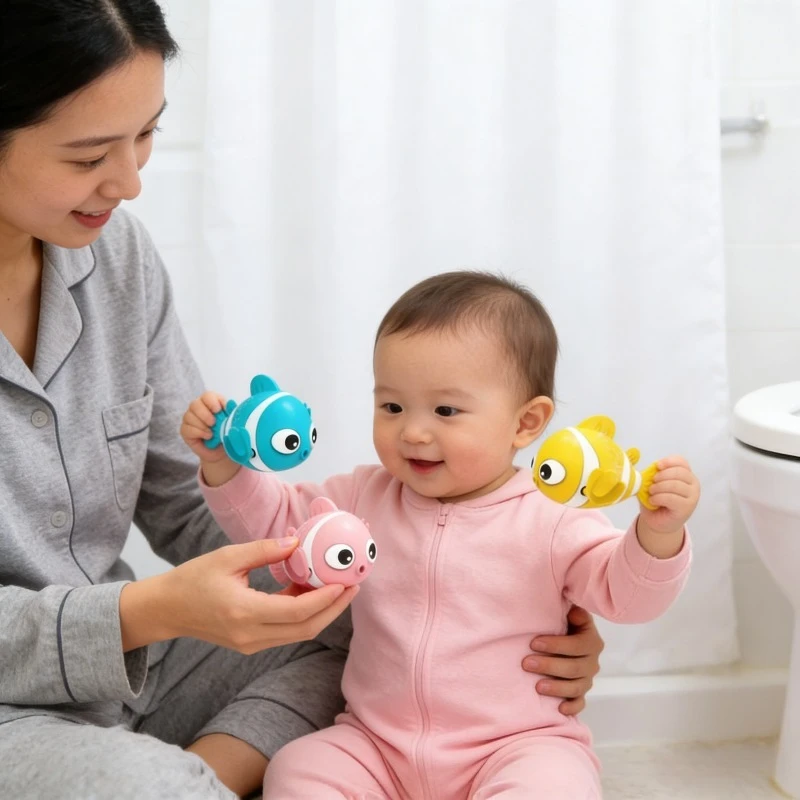 Baby Bath Toys Parent-child Interactive Water Play Toy Cute Small Fish Food Grade Material Spring Without Electricity Accompany