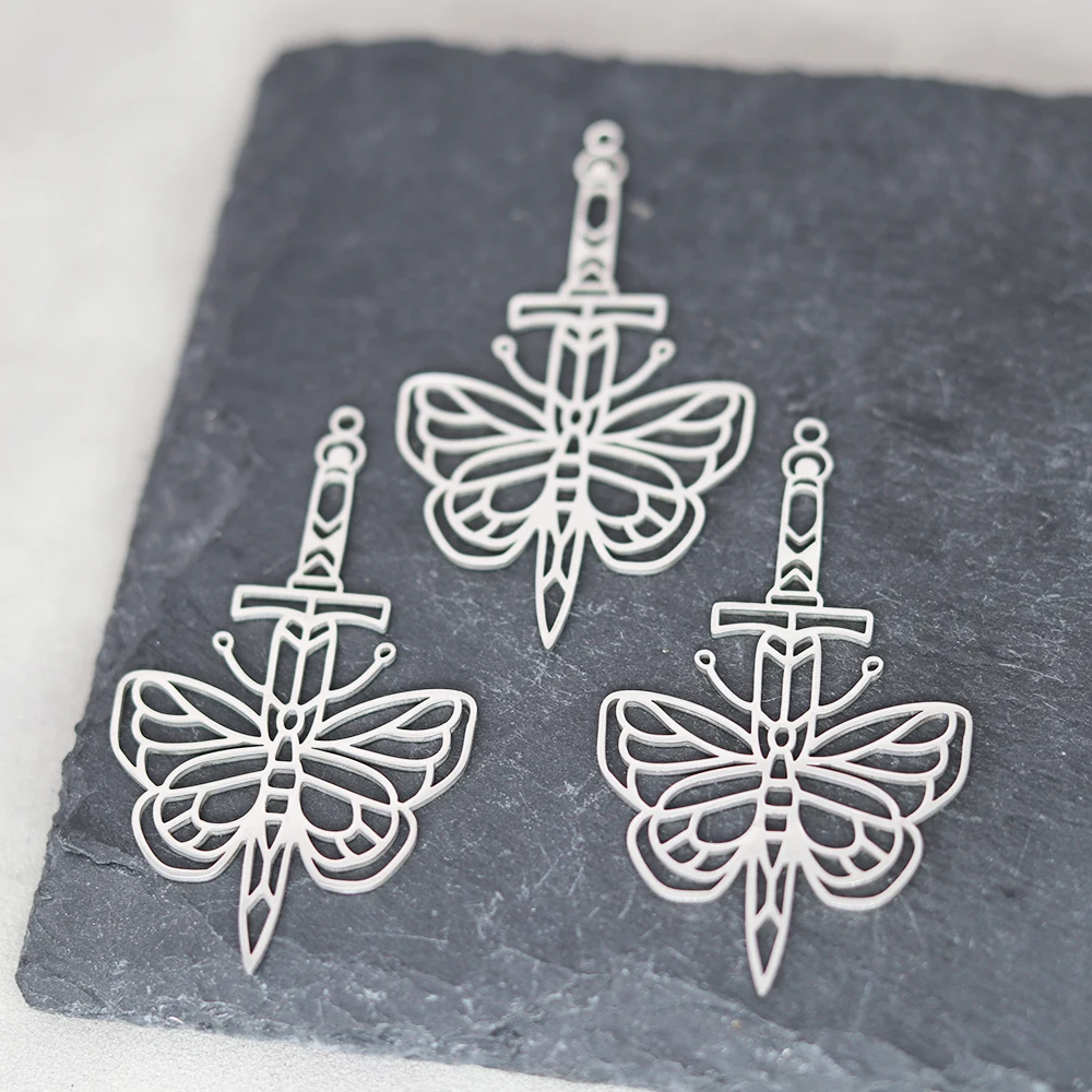3pcs Stainless Steel Knife And Moth Accessories Findings For Fashion Jewelry Making DIY Handmade Craft Gift