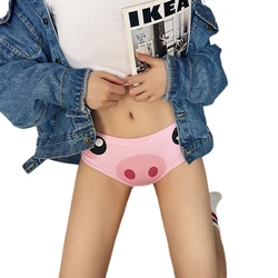 Cute Pink Pig Print Panties Low Waisted Sexy Lady Briefs Elastic Lift Buttocks Women's Knickers Erotic Lingerie for Girls