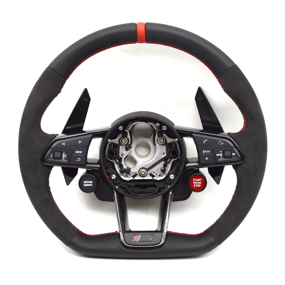 Flipped red line black multifunctional steering wheel assembly, suitable for Audi R8