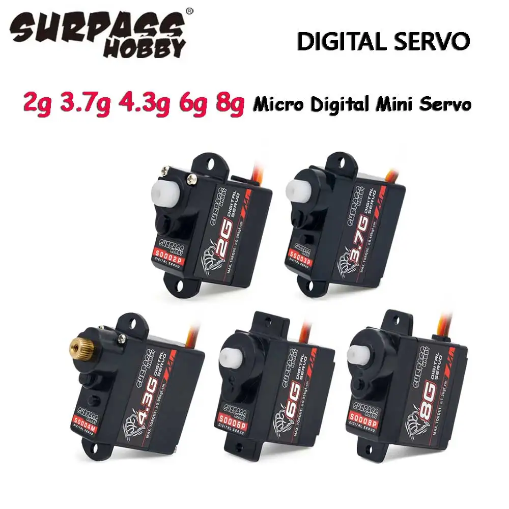 RC Airplane Digital Servo 2g 3.7g 4.3g 6g 8g Micro Digital Mini Servo for Rc Drone Airplane Fixed-wing Helicopter RC Car Robot