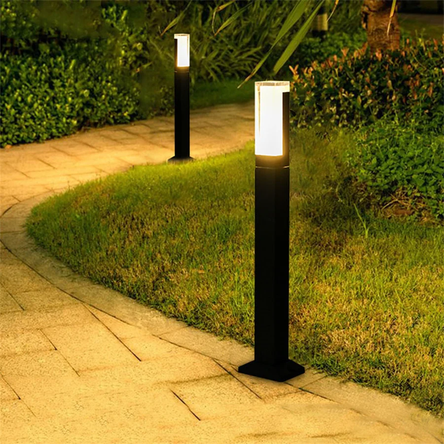 

60/80CM Acrylic LED Lawn Light Outdoor Waterproof Pathway Floor Lamp Aluminum Landscape Bollard Lighting For Porch Garden Decor