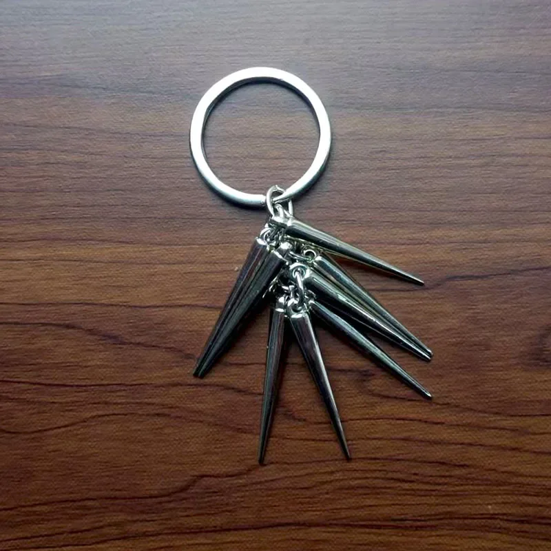 2025 Punk Style Keychain Trendy Cool Spiky Cone Shaped Keyring Hip Hop Pendant Simple Design Plastic Material from China