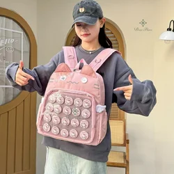 Nieuwe Y 2K Schattige Kat Transparante Rugzak Kawaii Harajuku Meisje Ita Tas Hoge Capaciteit Student Rugzak Tiener Diy Display Schooltas