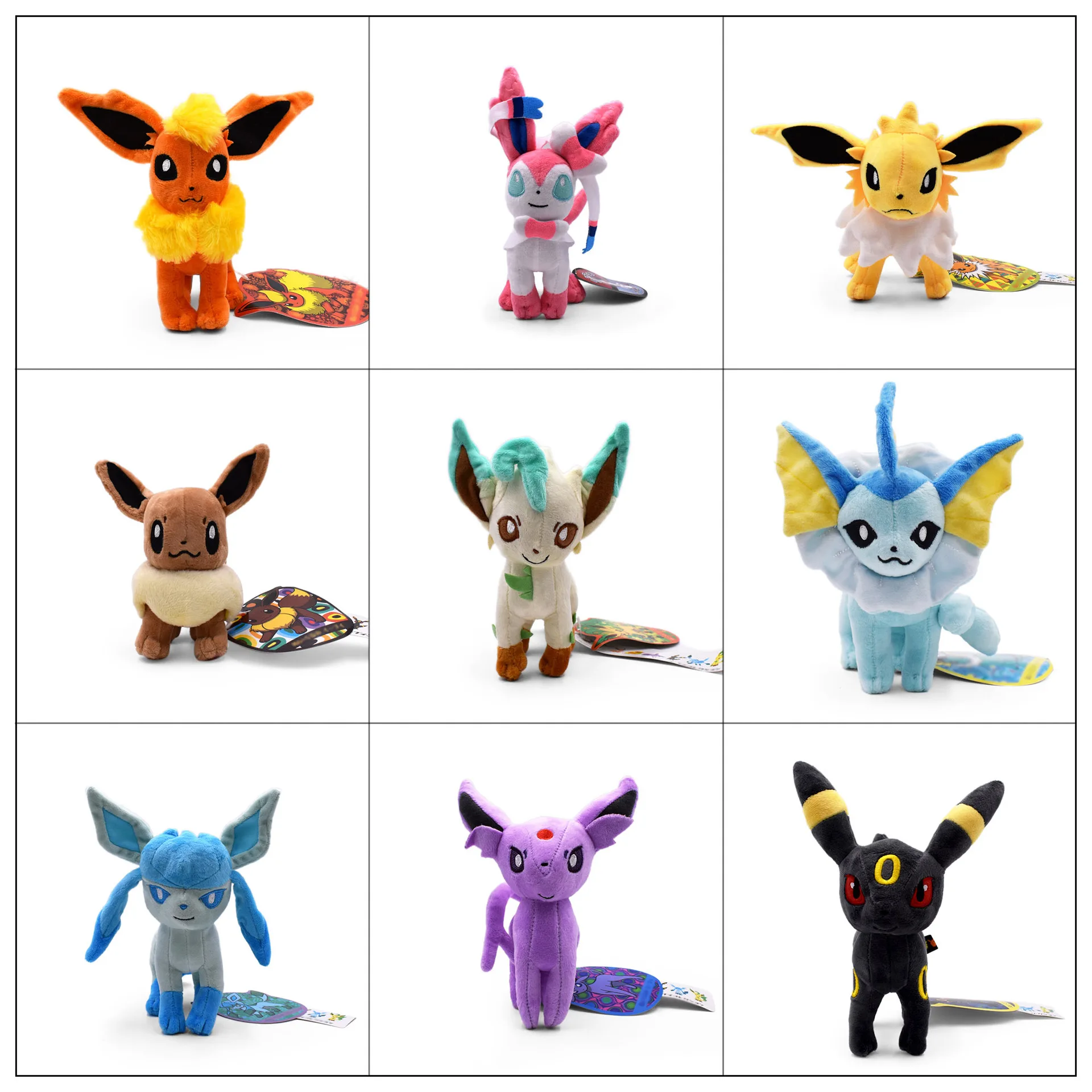 

5Pcs Standing 15-20CM Eevee Vaporeon Glaceon Umbreon Flareon Jolteon Espeon Leafeon Sylveon Animal Anime Toy Car Decoration Gift