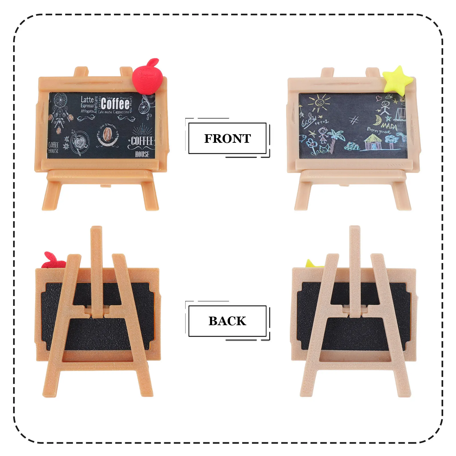 2Pcs Mini Easel Set Miniature Painting Stand Compact Tripod Display Board for Dollhouse Scene Decoration Tabletop Accessories