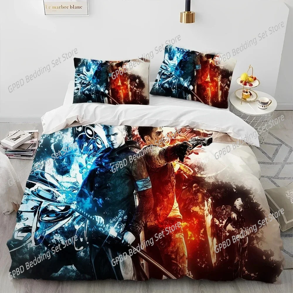 Game D-Devil May Cry DMC Gamer Bedding Set Duvet Cover Bed Set Quilt Cover Pillowcase Comforter king Queen Size Boys Adult