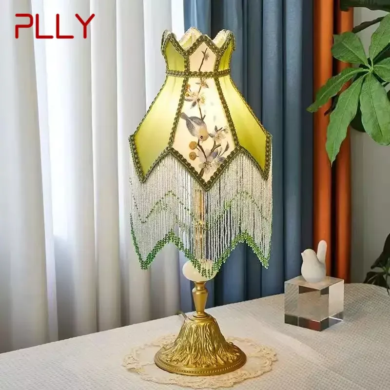 

PLLY French Table Lamp American Retro Living Room Bedroom Villa European Pastoral Creative Tassels Desk Light