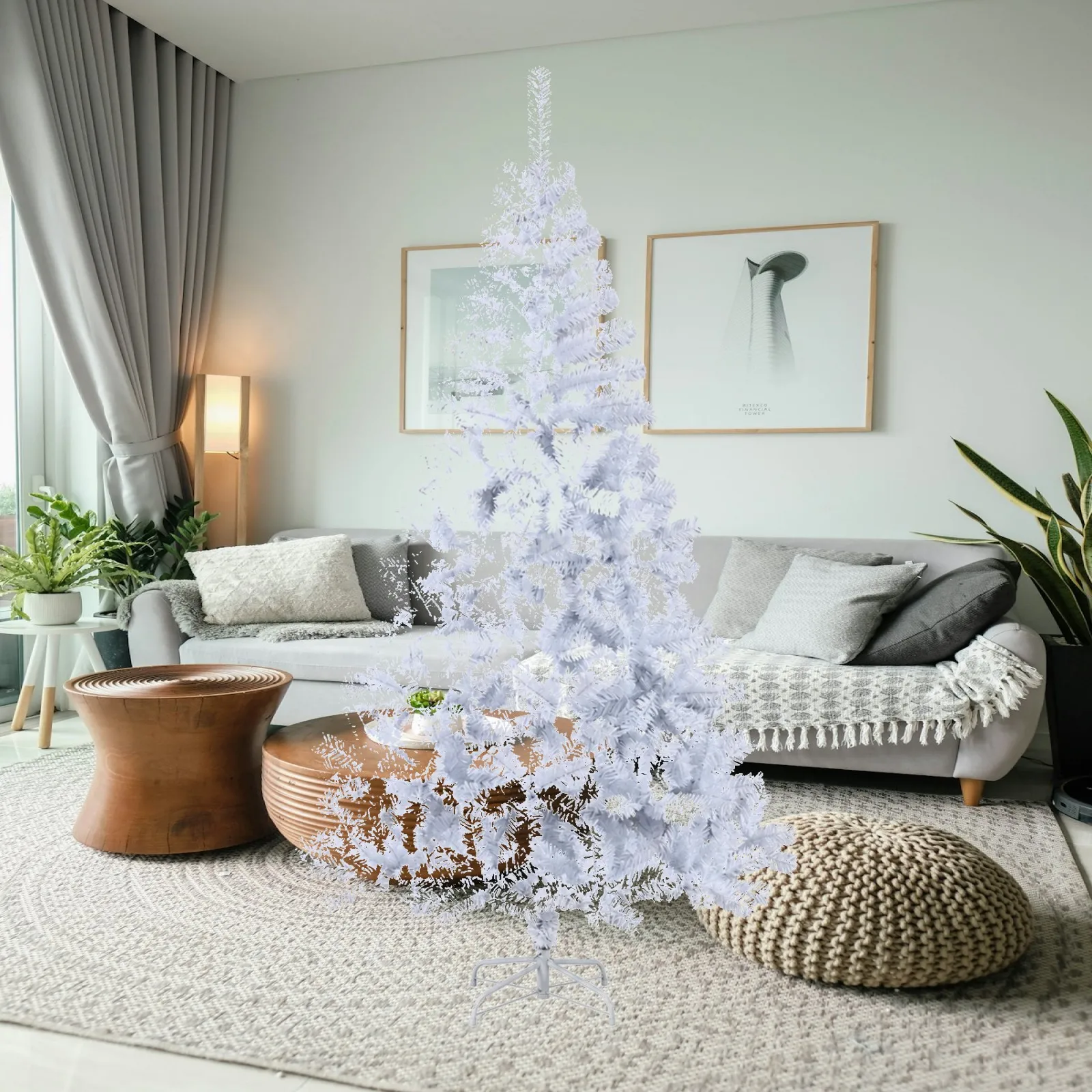 Full Elegant Holiday Centerpiece Tree with Airy Layered Look for Creative Christmas Ornaments
