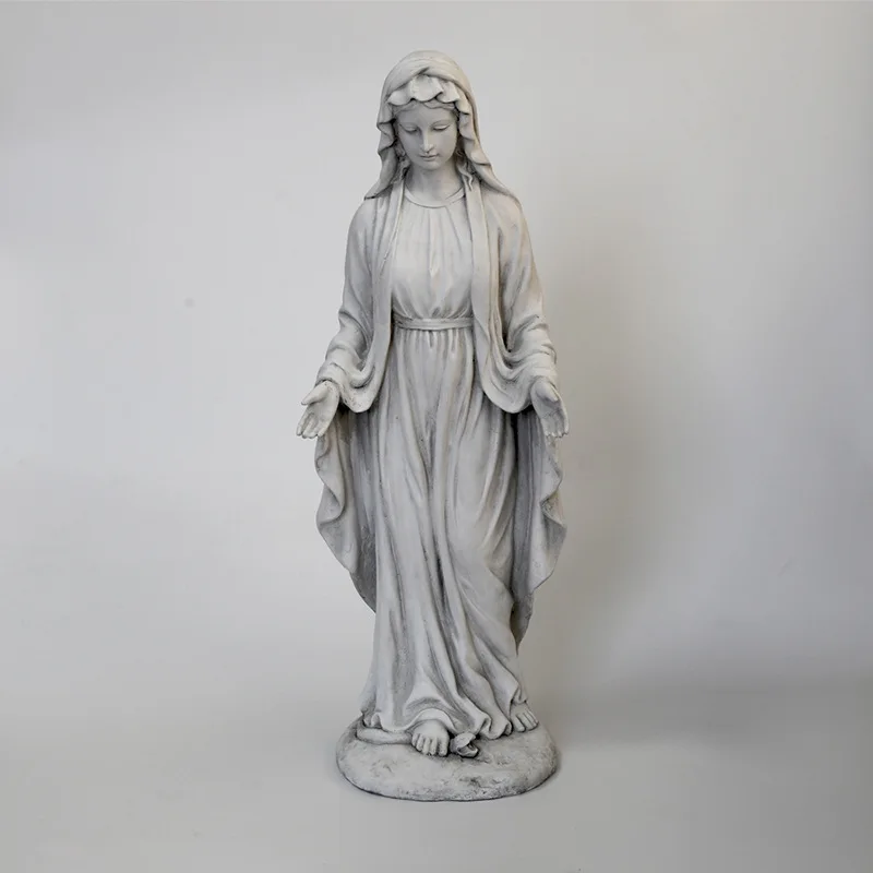 European Virgin Mary Statue Outdoor Courtyard Sculpture Home Living Room Religious Handicraft Decor Ornament