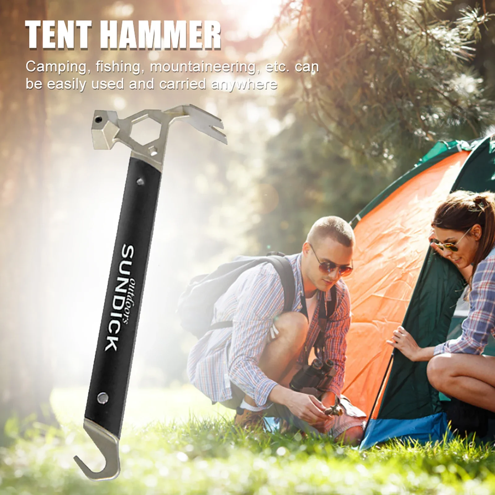 Outdoor tent hammer aluminum alloy handle stainless steel copper hammer mountaineering camping nail puller hammer