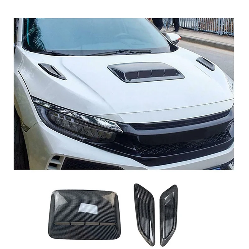 

Premium Car Air Flow Intake Hood Scoop Vent Bonnet Decor Cover Center Side Air Outlet Hood Auto Exterior Replacement Universal A