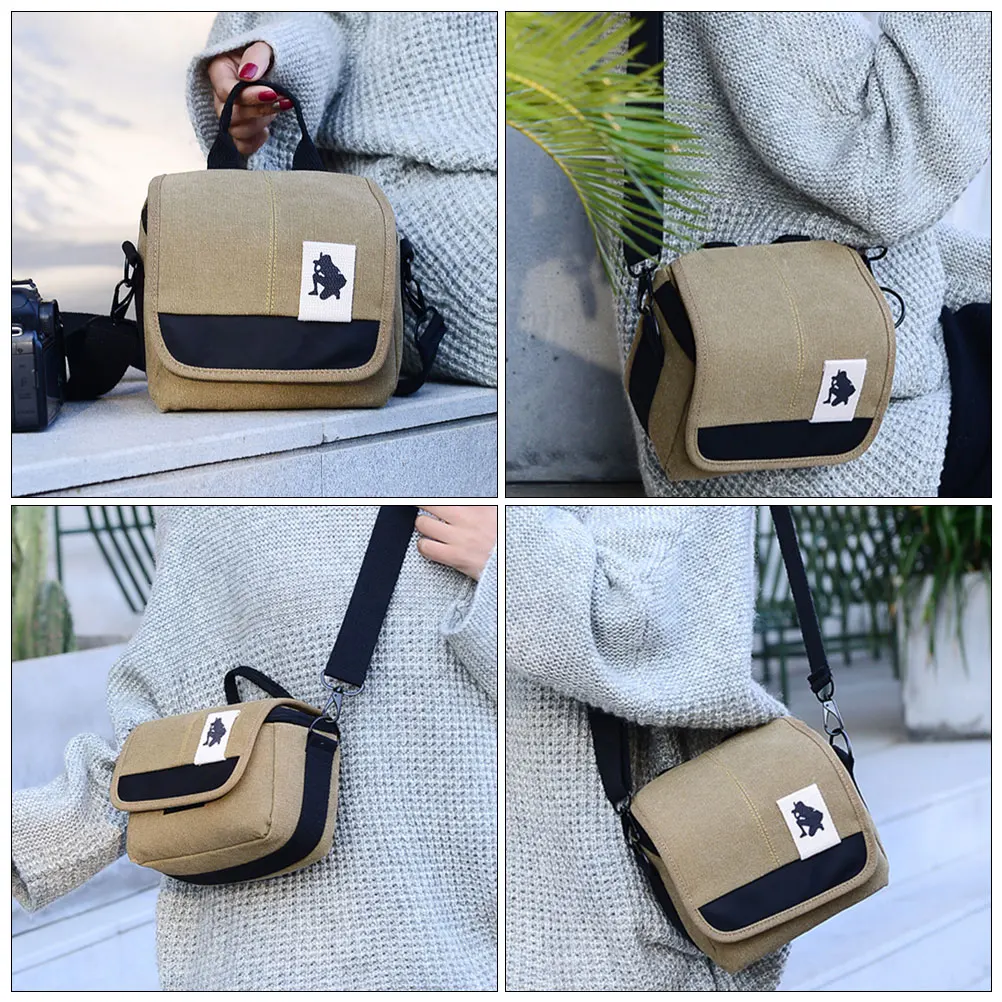 Bolsa multifuncional para câmera, bolsa pequena de lona à prova d'água para armazenamento, alça de ombro portátil para uso externo, câmera dslr sem espelho