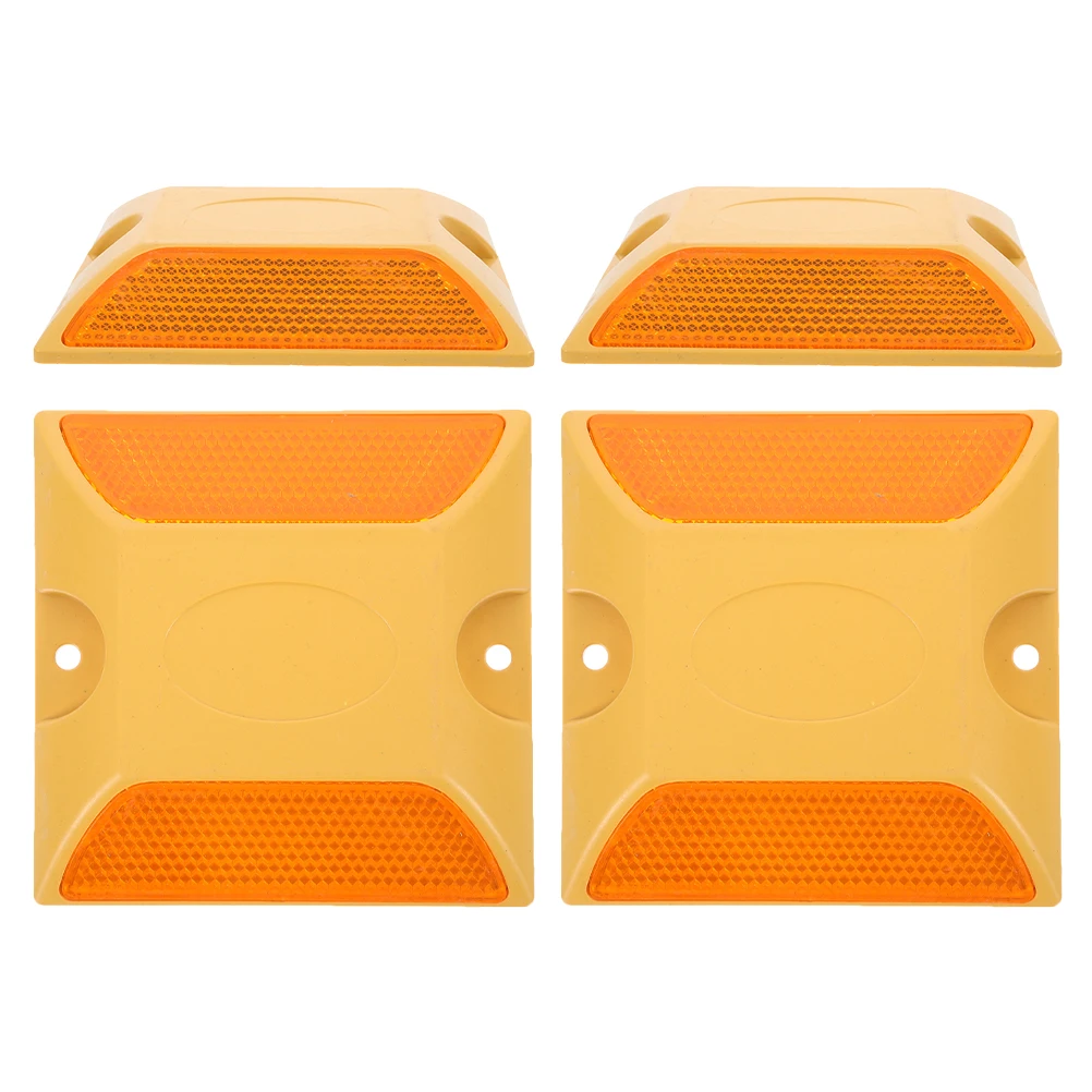

4 Pcs Road Studs High Visibility Reflective Plastic Markers Pavement Driveway Highway Lane Boundary Safe Driving Night Durable