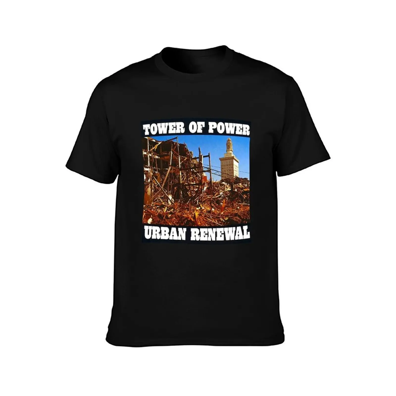Tower of Power urban renewal T-Shirt, Summer Casual Cotton Tee, Oversized Streetwear Tops, Vintage Graphic Print, 100% Cotton