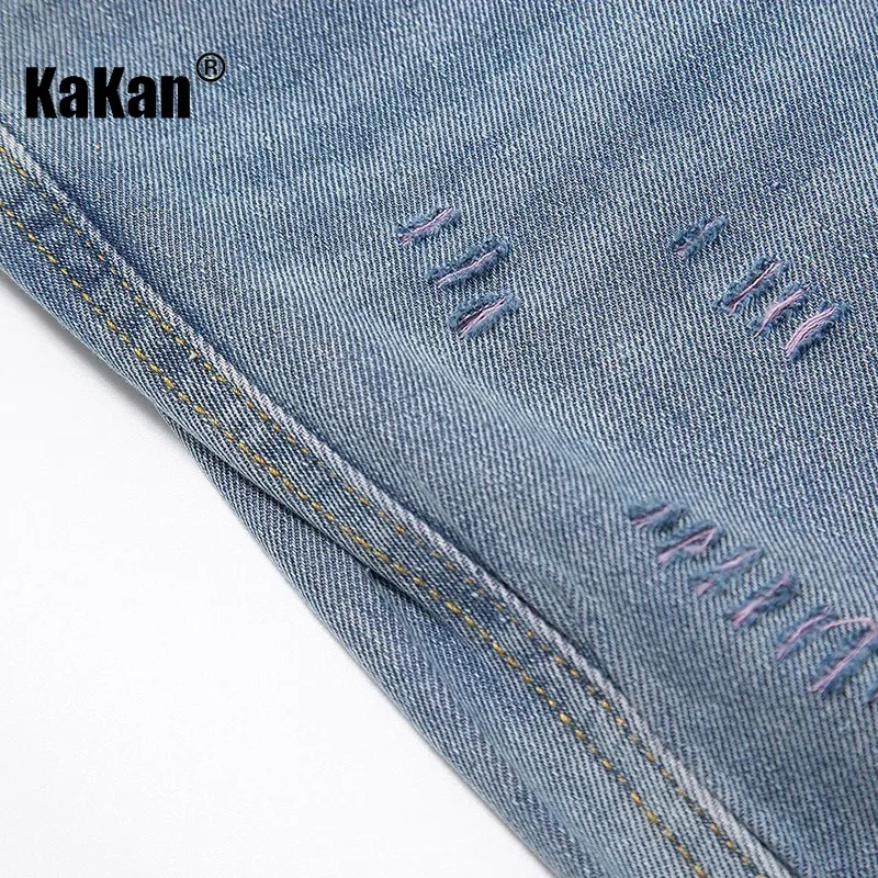 Kakan-Europa y Estados Unidos nuevos pantalones vaqueros lavados con agujeros rotos rosas para hombres, pantalones vaqueros largos de calle Retro K27-1016