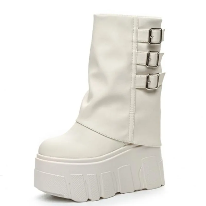 

Новые ботильоны 14 см, ботинки из натуральной кожи, женские мотоциклетные ботинки, женские модные ботинки на платформе, осень-зима