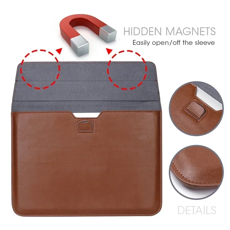 For Macbook Neo Pro Air 13 11 14 15 16 Inch Laptop Sleeve Crocodile Pattern PU Leather Magnetic Envelope Pouch Case Anti-scratch - view 3