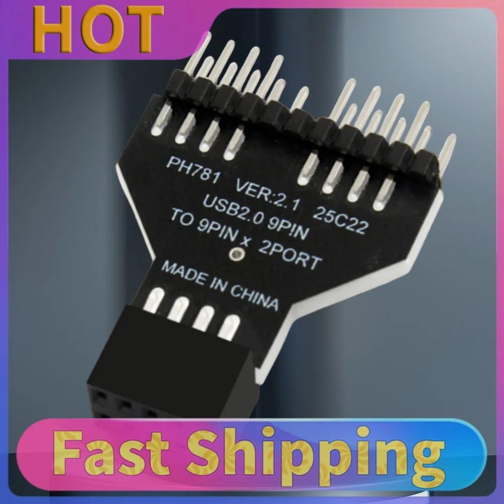 Motherboard USB2.0 9Pin Header Splitter 1 To 2 Front Panel Plug-in Connector USB2.0 9 Pin To USB3.0 19Pin 9-Pin for RGB Lamp Fan