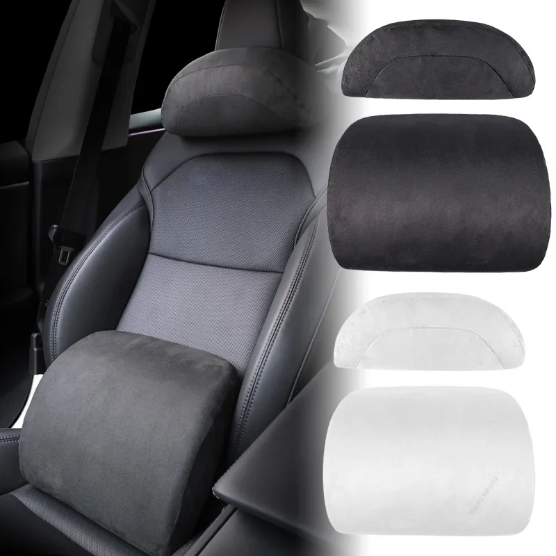 For Tesla Model Y/3 Car Neck Pillow Headrest Lumbar Support Pillow Backrest Car Memory Foam Neck Headrest Seat Car Accessories