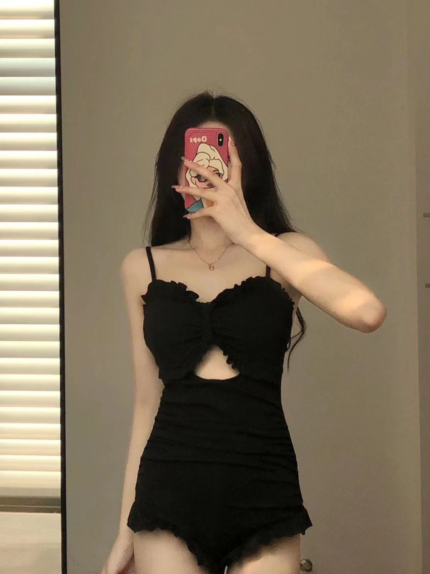 

Conservative Thermal Spring Inspired One-Piece Swimsuit Women's Faionable plus Size Cover up Sexy Pure Desire Skirt Sle