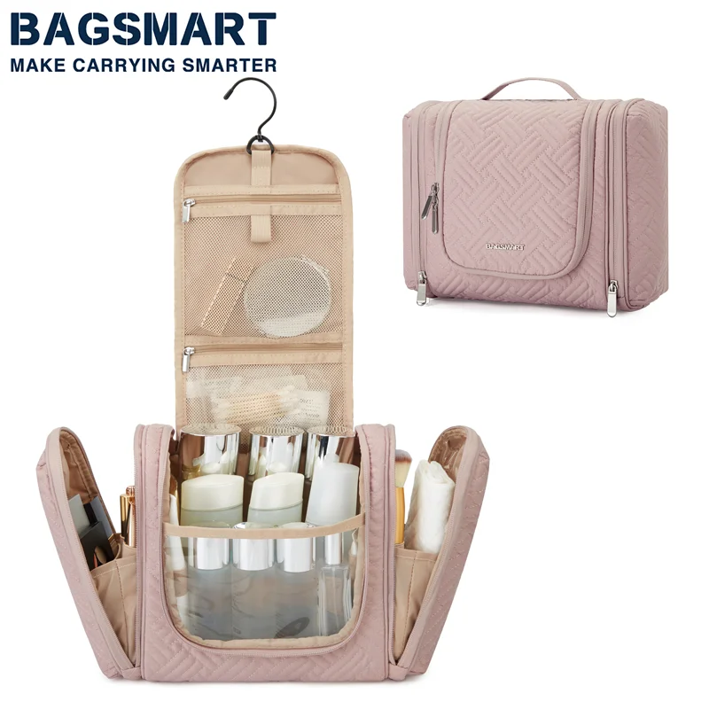 Bagsmart-女性用の大容量バス衛生バッグ,透明な化粧バッグ,大型化粧品バッグ,耐水性トラベルオーガナイザー