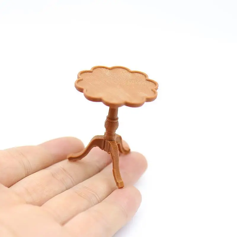 {H} 1:12 Scale Dollhouse Miniature Furniture Model, Miniature Round Table, Retro-style Round Table, Realistic Decor Accessories