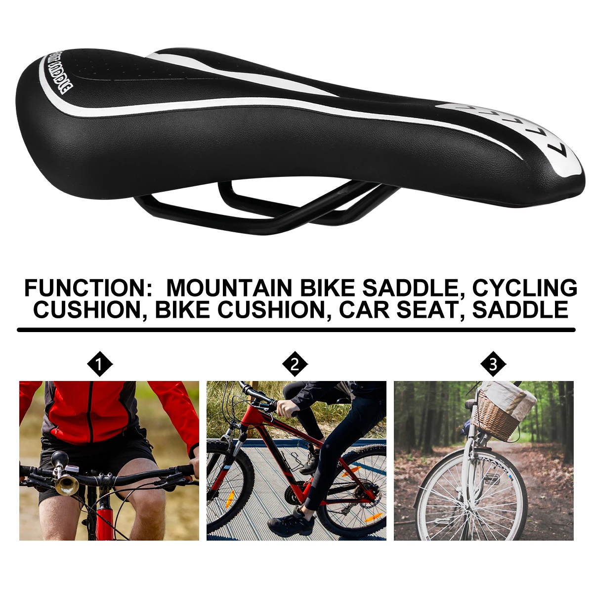 

Mountain Bike Saddle Seat Cushion Hollow High Resilience Cycling Ergonomic Breathable Design Durable Comfortable Long