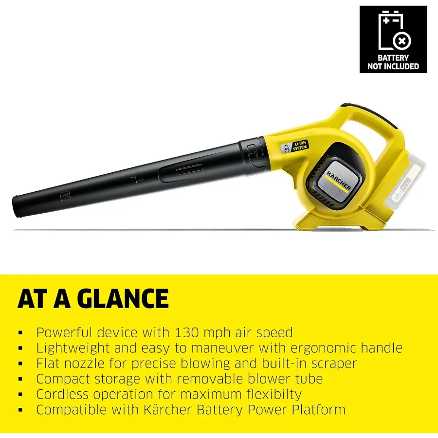 LBL 2 コードレスリーフブロワー、風速130 mph、ブロワーチューブは取り外し可能なフラットノズルとスクレーパー付き、重量：4.6ポンド、本体のみ
